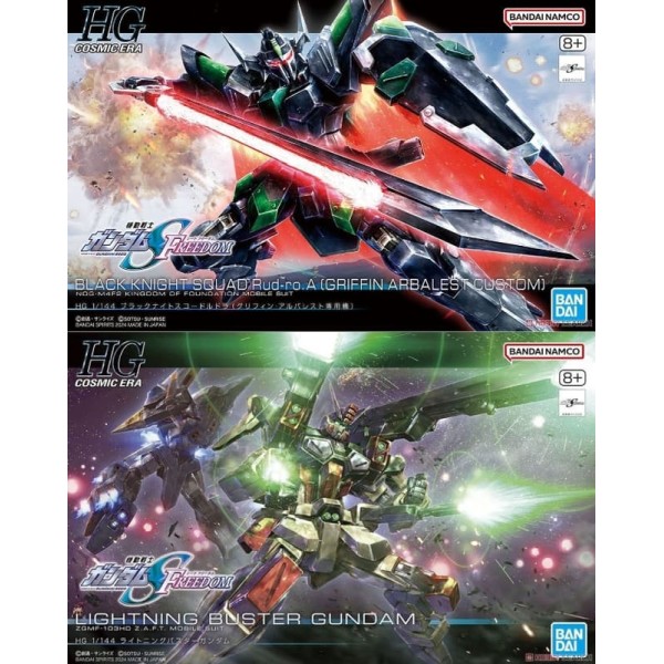 萬代 組裝模型 HG 1/144 鋼彈SEED 黑騎士暴風神小隊機 + 閃電暴風鋼彈 合購組